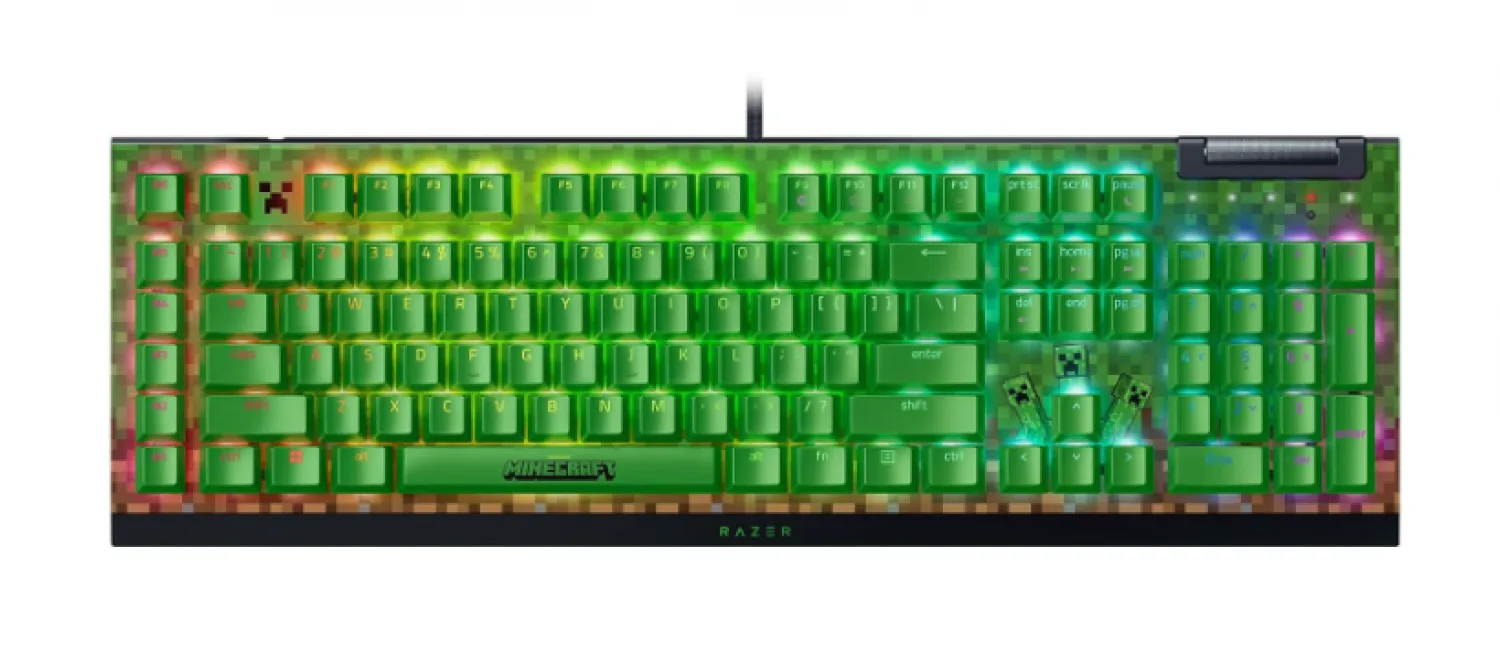 TECLADO GAMER RAZER BLACKWIDOW V4 X MINECRAFT EDITION GREEN-SWITCH US-EN
