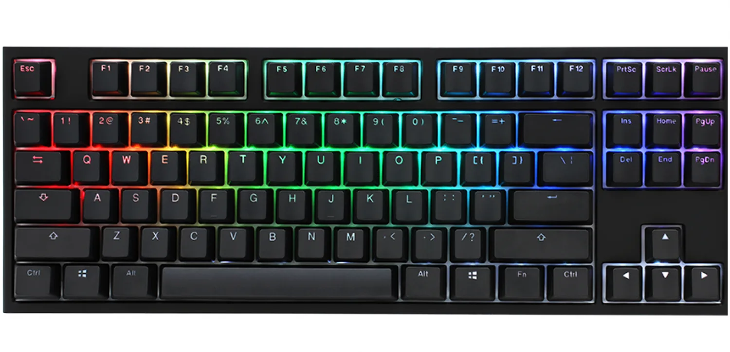 TECLADO GAMER DUCKY ONE 2 RGB TKL BLACK KAILH JADE SWITCH DOUBLE SHOT PBT MECANICO
